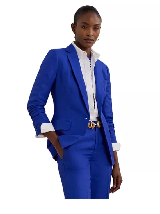 Lauren Ralph Lauren Jackets & Blazers - Lauren Ralph Lauren Women's Linen Blend Twill Blazer Blue Size 16 NWT